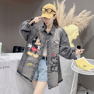 <span class=keywords><strong>Trench</strong></span> da <span class=keywords><strong>donna</strong></span> primavera/autunno di media lunghezza elegante <span class=keywords><strong>giacca</strong></span> oversize a cartoni animati con stile stile stile in Denim di fascia alta - Product Image 6