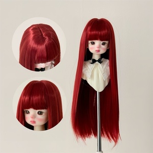Parrucca per Bambola BJD <span class=keywords><strong>con</strong></span> Foto Reali di Fabbrica, <span class=keywords><strong>Capelli</strong></span> Lunghi Lisci <span class=keywords><strong>con</strong></span> <span class=keywords><strong>Frangia</strong></span> in Fibra Sintetica Resistente alle Alte Temperature, 3/4/6 Pollici, Copricapo Grezzo - Product Image 5