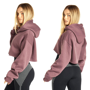 High Quality 100% Cotton Cropped <b>Hoodie</b> for <b>Women</b> Breathable Anti-Pilling Soft Winter Top Front Logo Printed Hooded Casual - Product Image 4