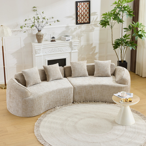 Sofá Curvo Minimalista de Tres Plazas Ecológico en Oferta, Tejido Jacquard Premium, Sofá Esquinero Grande con Patas de Madera - Product Image 2