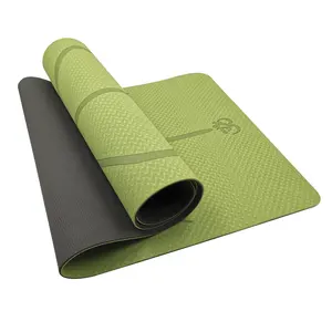 Tapis de Yoga TPE antidérapant, mm d'épaisseur, système d'alignement du corps, Fitness, exercices avec sangle de transport
