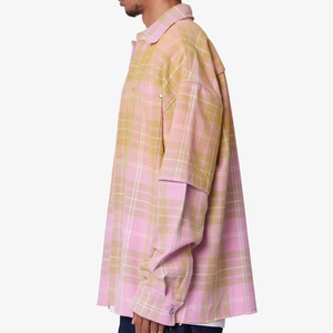 Custom New Design Streetwear Button <b>Down</b> up Long Sleeve Shirts Fashion Checked Plaid Flannel for Men - Product Image 3