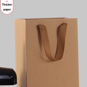 Bolsa de papel kraft de tamaño personalizado para botella de vino, cerveza, con asas de algodón, bolsa de papel para vino negro, venta al por mayor - Product Image 4