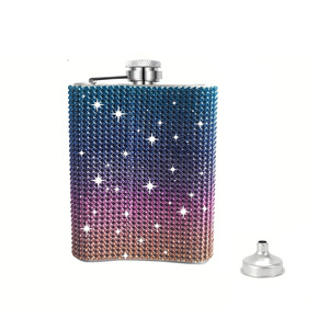 Grosir 6oz 8oz berlian berkilau minuman keras wiski alkohol <span class=keywords><strong>Flask</strong></span> Bling berlian imitasi baja tahan karat Bling berlian termos pinggul - Product Image 5