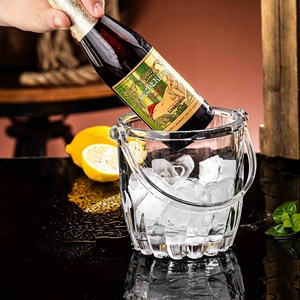 Hxglass Seaux à glace en verre cristal pour vin 1L-3L, style classique, portables avec trou de vidange et étanches pour les fêtes - Product Image 4