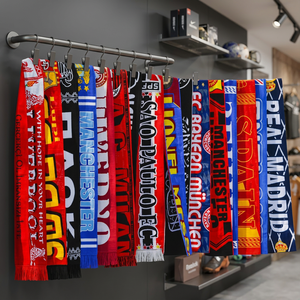 Bufandas de Fútbol Largas, 100% Acrílicas, Impresión Digital Multicolor, Patrón con Logotipo del Equipo, para Hombres Adultos, Todas las Temporadas, para Fanáticos del Fútbol - Product Image 2