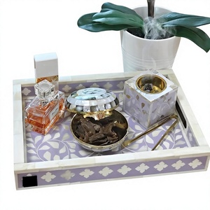 Quemadores de incienso de mosaico de nácar blanco de lujo al por mayor, juego de bandeja y caja para Bakhoor con incrustaciones de hueso, estilo árabe religioso, fresa - Product Image 1