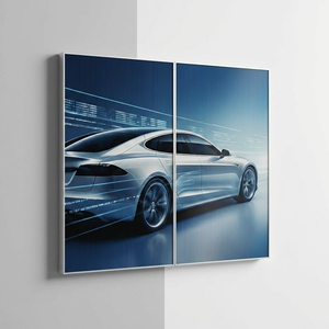 Expositor de Pared Lenticular Modular Grande Lentiprint Hecho en Alemania, 240X240cm, 2 Paneles, 20 LPI, Cuadrado, Aluminio Plateado, Euroclase B - Product Image 1