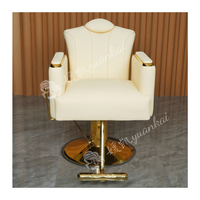 Fauteuil de Coiffure de Luxe Moderne, Équipement de Salon de Beauté, Chaise de Barbier à Base Dorée