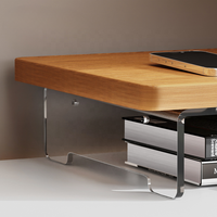Support d'écran en bois avec support en acrylique, support de bureau ergonomique, étagère pour écran d'ordinateur, organisateur moderne pour le bureau