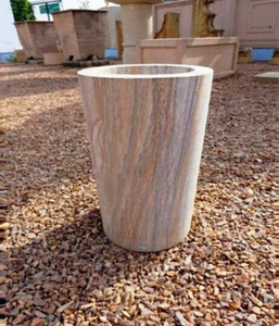 Macetas de Piedra Natural Hechas a Mano con Diseño de Textura Tejida Tallada, Maceta Decorativa para Interiores, Exteriores, Jardín y Hogar - Product Image 1