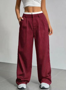 <span class=keywords><strong>Pantaloni</strong></span> da <span class=keywords><strong>donna</strong></span> Casual a righe dritte <span class=keywords><strong>pantaloni</strong></span> multicolori a vita alta <span class=keywords><strong>pantaloni</strong></span> con giuntura personalizzati - Product Image 3