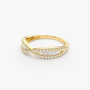 VLOVE Birthstone Ring Gemstones Gold 9k 10k 14k 18k Baguette & Round Diamond Nesting Ring Diamond Ring
