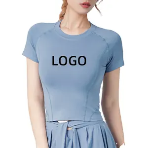 Nova blusa de yoga com manga curta tamanho grande, estilo xggg, feminina, para academia, corrida, esportes