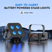 Mini projecteur rechargeable 4X18W RGBWAUV Batterie sans fil APP DMX WiFi Contrôle LED Par lumière de scène pour mariage Disco Party Event