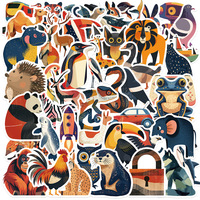 Autocollants découpés à l'emporte-pièce d'animaux mignons avec lunettes, autocollants en vinyle imperméables, ensemble d'autocollants Kawaii pour scrapbooking, bouteille d'eau, ordinateur portable