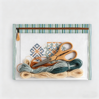 Pochette transparente en PVC durable à motif floral imprimé personnalisé avec fermeture éclair pour travaux d'aiguille, sac de rangement transparent pour points de broderie, sac de projet transparent