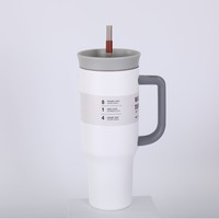 Gobelet isotherme sous vide 40 oz grande capacité en acier inoxydable avec paille pour boissons chaudes et froides