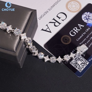 Hot Sale Star Design Moissanite Cuban Link <b>Bracelet</b> Rhodium Plated <b>Solid</b> 925 <b>Silver</b> Hiphop Iced Out Jewelry - Product Image 2