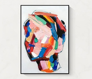 Dipinto a Olio su Tela 100% Fatto a Mano, Ritratto Astratto di Volto Femminile, Arte Murale - Product Image 3