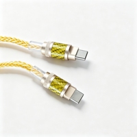 Kabel Data Pengisian Cepat 100W 5A Tipe C ke Tipe C 5 Inti Berlapis Perak Anyaman Paduan Seng Serat Karbon untuk Kamera SSD Monitor