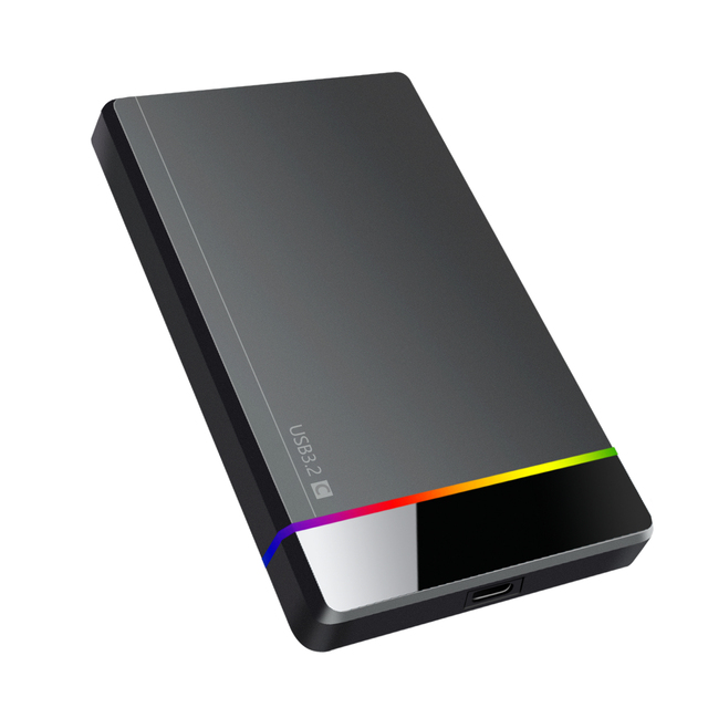 2.5 Inch SATA SSD Enclosure External HDD SSD Case With USB C 5Gbps UASP Plastic Material Tool Free With RGB Light
