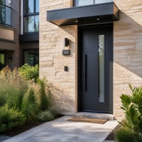 Puerta de Entrada de Madera Revestida de Aluminio Personalizada, Núcleo de Madera Sólida, Doble Acristalamiento, Impermeable, Puerta Exterior Principal para Casa