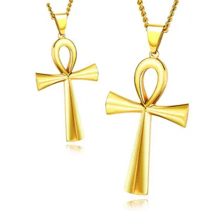 Wholesale Costume Accessories Stainless Steel Egyptian Jewelry Ankh Cross Pendant Necklace