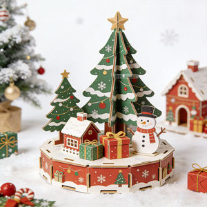 Vente chaude - <span class=keywords><strong>Puzzle</strong></span> de Noël en papier 3D fait main avec Père Noël, <span class=keywords><strong>rennes</strong></span> et sapin de Noël pour tous les âges - Décoration de Noël - Cadeau - Product Image 1