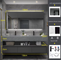 Meuble de salle de bain élégant et moderne haut de gamme pour hôtel avec miroir LED intelligent en acier inoxydable, MDF résistant à l'eau HOMEREAL