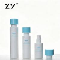 Flacon pompe sans air de luxe de 120 ml avec pulvérisation fine pour masque facial et lotion, flacon cosmétique en acrylique bleu