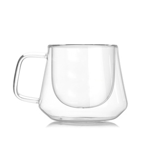 Vaso de Vidrio de Borosilicato Transparente de Alta Resistencia al Calor de 200 ml, de Doble Pared y Aislado, con Asa - Product Image 1