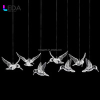 Lumière de décoration de plafond LED élégante LEDA, nouvelle arrivée, tissu transparent, oiseau volant, couleur personnalisée, décoration d'événement de mariage