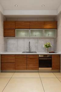 Armoires de cuisine modernes à panneaux plats SANTOPOVA avec plan de travail en quartz et plaque de cuisson intégrée - Product Image 3