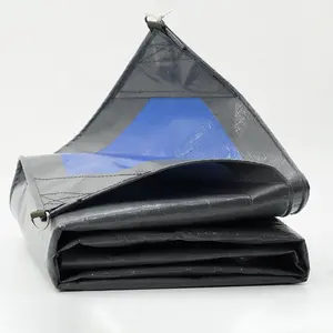 الشركة المصنعة PE المنسوجة القماش المشمع الثقيلة أغطية قماش القنب للماء مزرق رمادي التخييم القماش المشمع