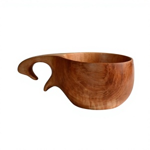 Taza de Té de Madera Hecha a Mano con Acabado Natural, Diseño Minimalista con Asa, Forma Irregular para Té, Café, Uso Doméstico - Product Image 1