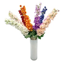 Fleur de Larkspur en Soie Artificielle avec Longue Tige Faux Orange Violet Bleu Delphinium Poisonweed Plante pour Décorations de Noël