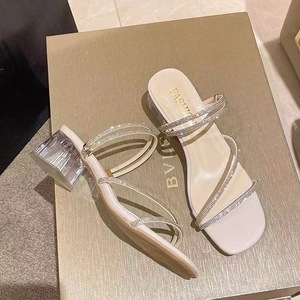 Summer Women's Heeled Sandals New Fairy Style With Chunky French Rhinestones for Women's Wear - Product Image 6