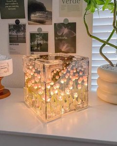 Regalo para el Día de la Madre, Lámpara de Noche LED con Espejo de Tulipanes 3D, Hecha a Mano, Moderna, para Dormitorio - Product Image 6