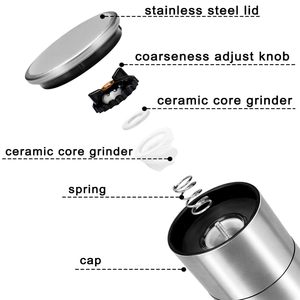 Ensemble de moulins à sel et à poivre compacts à usage domestique nouveau style réglable à la main pour épices, sel et poivre - Product Image 4