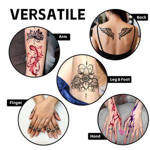 ชุดสักเฮนน่ากันน้ำแบบชั่วคราวจาก GP <span class=keywords><strong>Wholesale</strong></span> ลายสีสันสดใส ดีไซน์ใหม่ทันสมัย สำหรับใบหน้า แขน ขา และมือ - Product Image 5