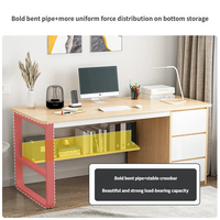 Bureau d'ordinateur en bois moderne et minimaliste, durable, avec tiroir - Table d'écriture pour bureau à domicile pour étudiants, surface en acier inoxydable
