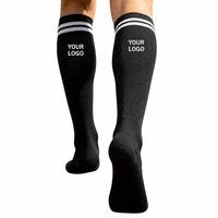 Chaussettes de compression personnalisées avec logo jacquard du fabricant pour la course à pied et la randonnée en automne, chaussettes de sport montantes avec logo OEM