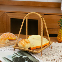 Corbeille à fruits empilable tissée en rotin à 3 niveaux avec poignée Support de rangement de cuisine pour pain et légumes