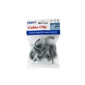 China Fabrik Kabel clip Hersteller Qualitäts sicherung PE Hochwertige Flach kabel clips Kabel nagel clips Größe 25mm schwarz weiß