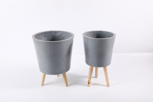 Maceta de Hormigón con Patrón de Mármol Minimalista y Patas de Madera, Macetero para Plantas de Interior, Decoración del Hogar - Product Image 6