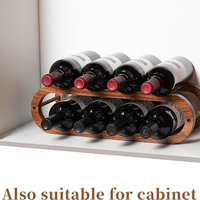 Range-bouteilles en bois d'acacia à 2 niveaux réglables pour 8 bouteilles de vin, idéal pour armoire, comptoir et rangement de cuisine