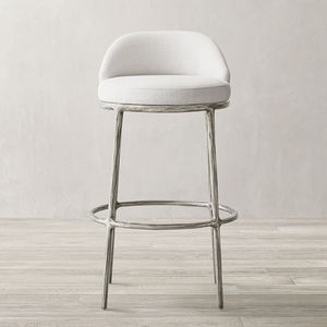 Customize Minimalist <b>Bar</b> Chair Hand Forged Golden Metal Hammered White Gold Outdoor Restaurant Home Dining <b>Stool</b> Italian Elegant - Product Image 2