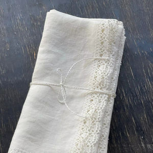 <span class=keywords><strong>100</strong></span>% fransız keten rustik peçeteler keten dantel peçeteler Shabby Chic Vintage stil LOGO doğal beyaz makine yıkanabilir özelleştirmek - Product Image 2