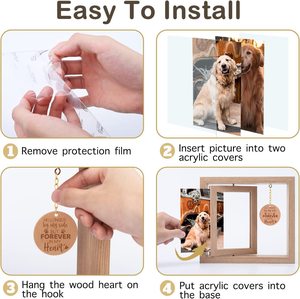 Pet Memorial Geschenke für Hunde Katzen Rotierende Holz Bilderrahmen Memorial Geschenke für den Verlust von Hund - Product Image 3